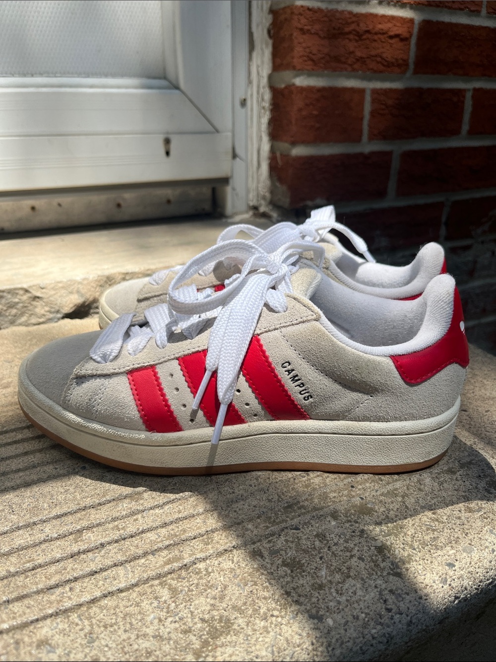 adidas Campus 00’s Suede Sneakers in Cream and Red